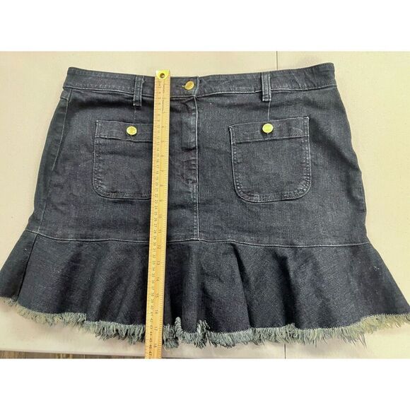 Michael Kors size 16 dk blue denim flounce skirt‎ with ruffle frayed hem $98 - Picture 8 of 8